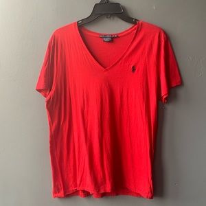 Red vneck polo